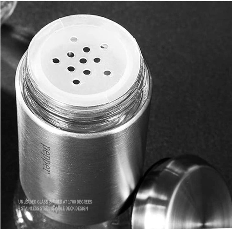 Agabani Salt Shaker for Professional Chef - Best Spice Mill Stainless Steel Salt and Pepper Shaker, Moisture-Proof Spice Dispenser, Holder Seasoning Condiment Set with Glass Bottom, (Pack of 2) - Image 4