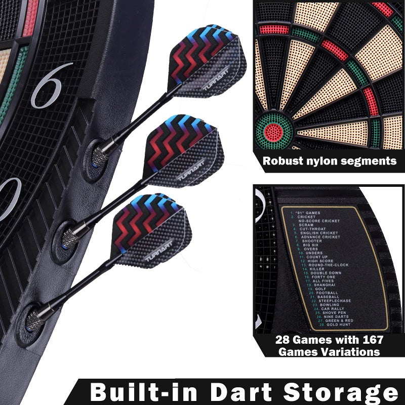 Turnart Electronic Dart Board - Dart Board Electronic Scoreboard for 16 Players - 6 Darts Plastic Tips 50 Soft Tips LED Display Power Adapter Throw Line - Image 5