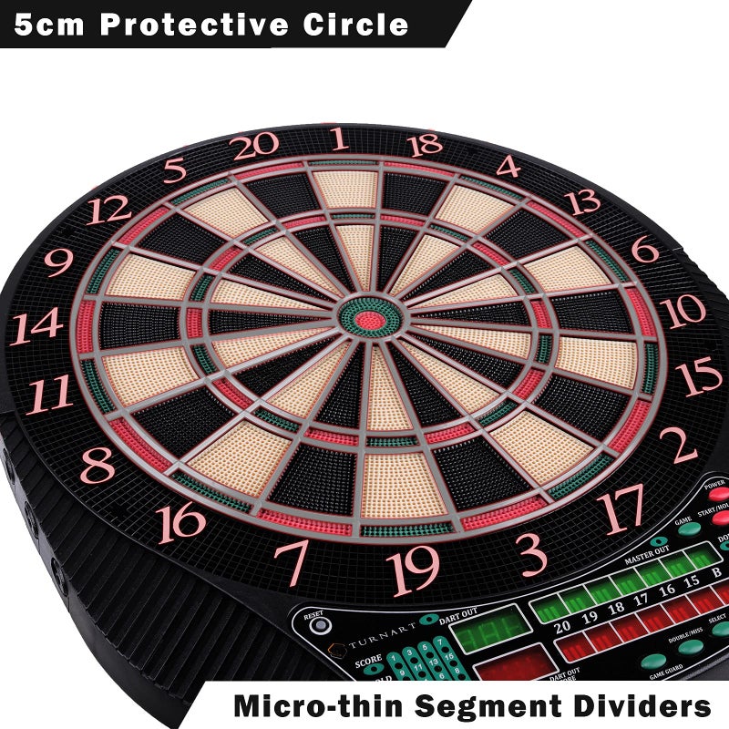 Turnart Electronic Dart Board - Dart Board Electronic Scoreboard for 16 Players - 6 Darts Plastic Tips 50 Soft Tips LED Display Power Adapter Throw Line - Image 3