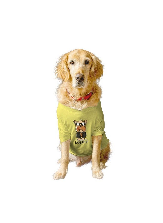 روسيبين تي شيرت أساسي للكلاب مطبوع عليه Bosspup Pets برقبة دائرية وأكمام نصفية/ملابس/ملابس/تي شيرتات هدية للكلاب (ليمون تونيك، مقاس كبير جدًا) (كلاب ريتريفر ناضجة، لابرادور، إلخ) - Image 1