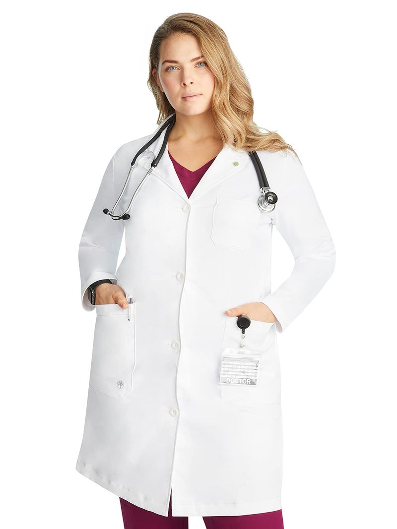 Healing Hands Lab Coat For Woman Faye White Coat with 5 Pockets, Moisture Wicking and 2-Way Stretch 5161T, Small Tall, WHITE - Image 1