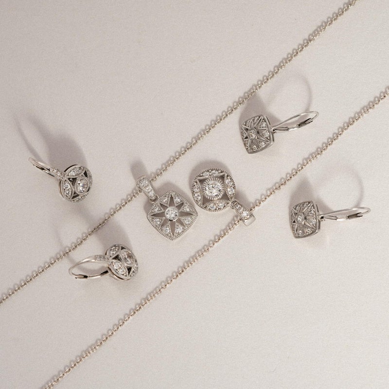 DIAMONBLISS Yellow Gold/Rose Gold/Rhodium Plated Sterling Silver Cubic Zirconia 1 carat Antique Design Leverback Earrings - Image 5