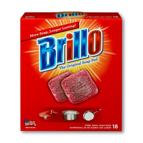 Brillo Steel Wool Soap Pads, Long Lasting, Original Scent Cleaning, 18 Count (Original, 18 Count (Pack of 1)) - Image 1