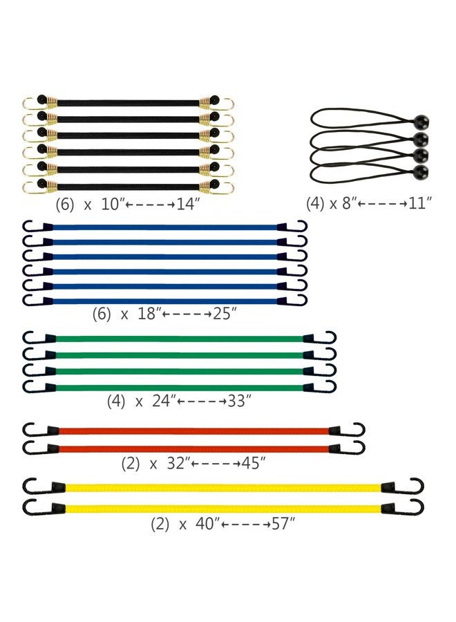 EFFICERE 24-Piece Premium Bungee Cord Assortment in Storage Jar - Includes 10”, 18”, 24”, 32”, 40” Bungee Cords and 8” Canopy/Tarp Ball Ties - Image 2