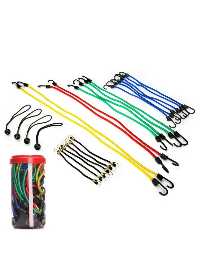 EFFICERE 24-Piece Premium Bungee Cord Assortment in Storage Jar - Includes 10”, 18”, 24”, 32”, 40” Bungee Cords and 8” Canopy/Tarp Ball Ties - Image 3