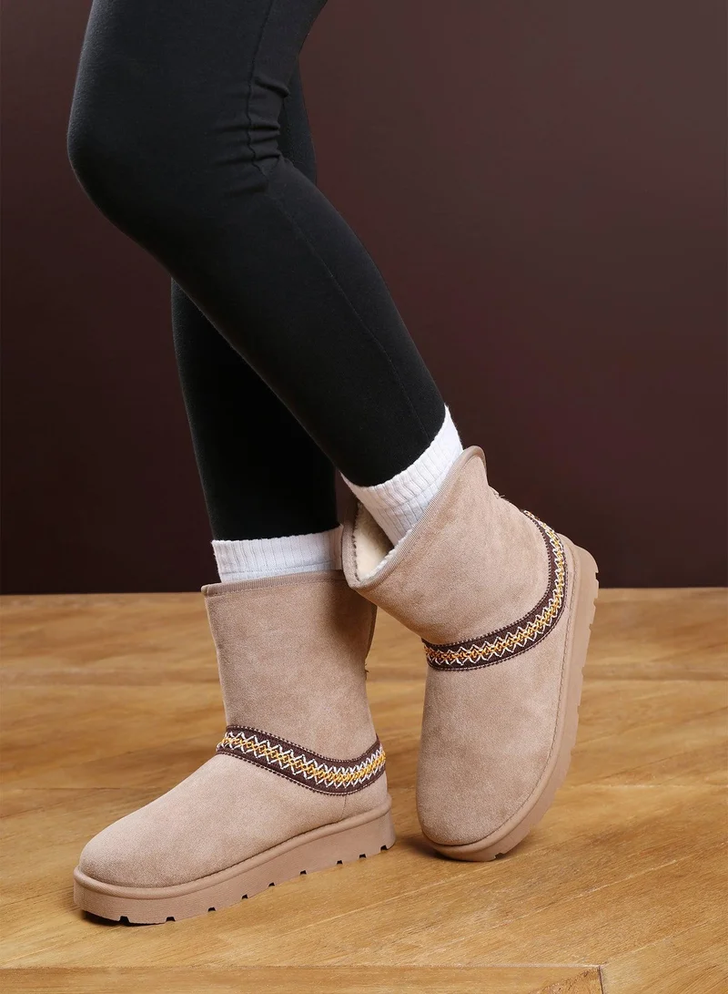 Where's That From Flora' Flat Slippers with Embroidered Trim Detail