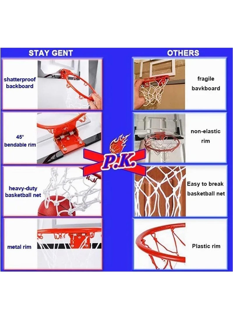 Arabest Mini Basketball Hoop Set for Kids and Adults Door Room Basketball Hoop,Punch Hanging Type Mobile Mini Basketball Hoop for Door, Red  - Image 4