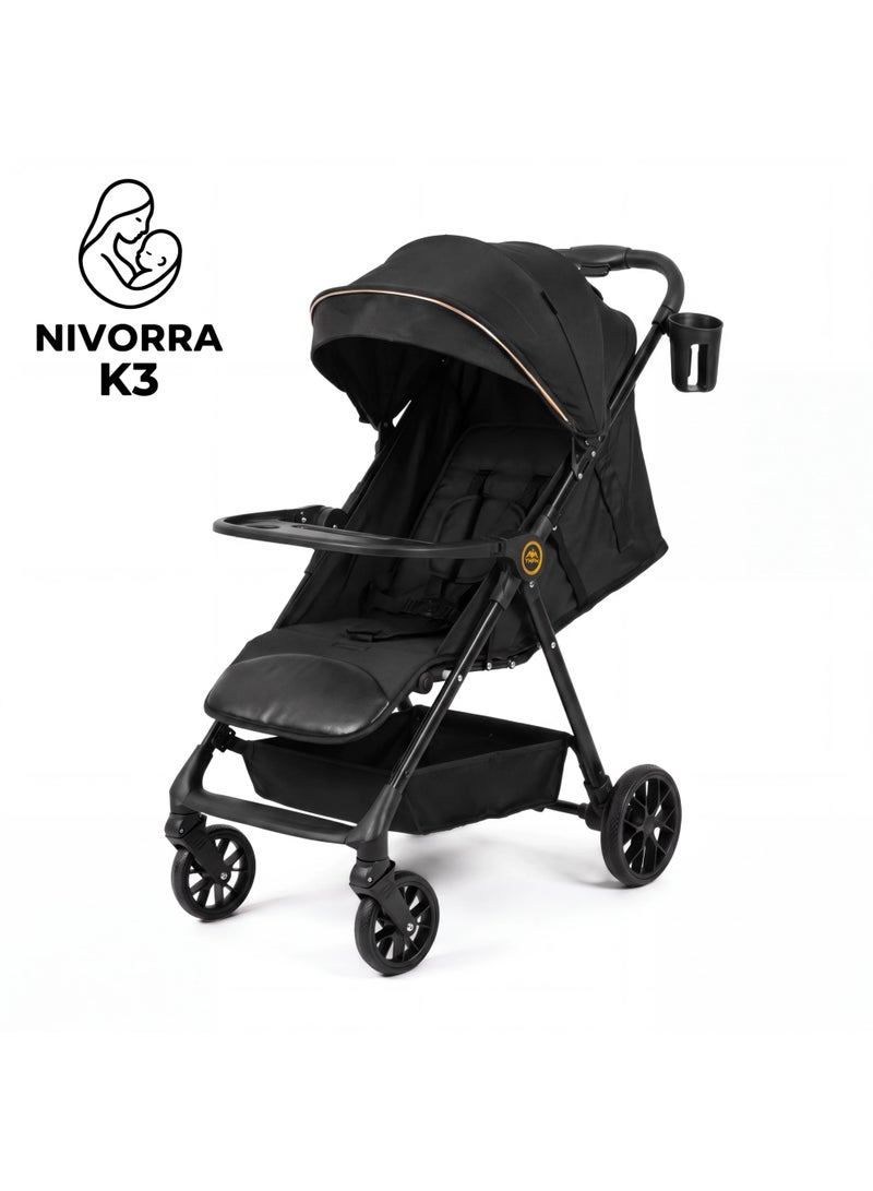 NIVORRA Lightweight Travel Baby Stroller – Compact Foldable Pushchair with Adjustable Seat, Canopy, and Storage Basket for Toddlers and Newborns – APPROVED IN FLIGHT – Nivorra K3 - Image 1