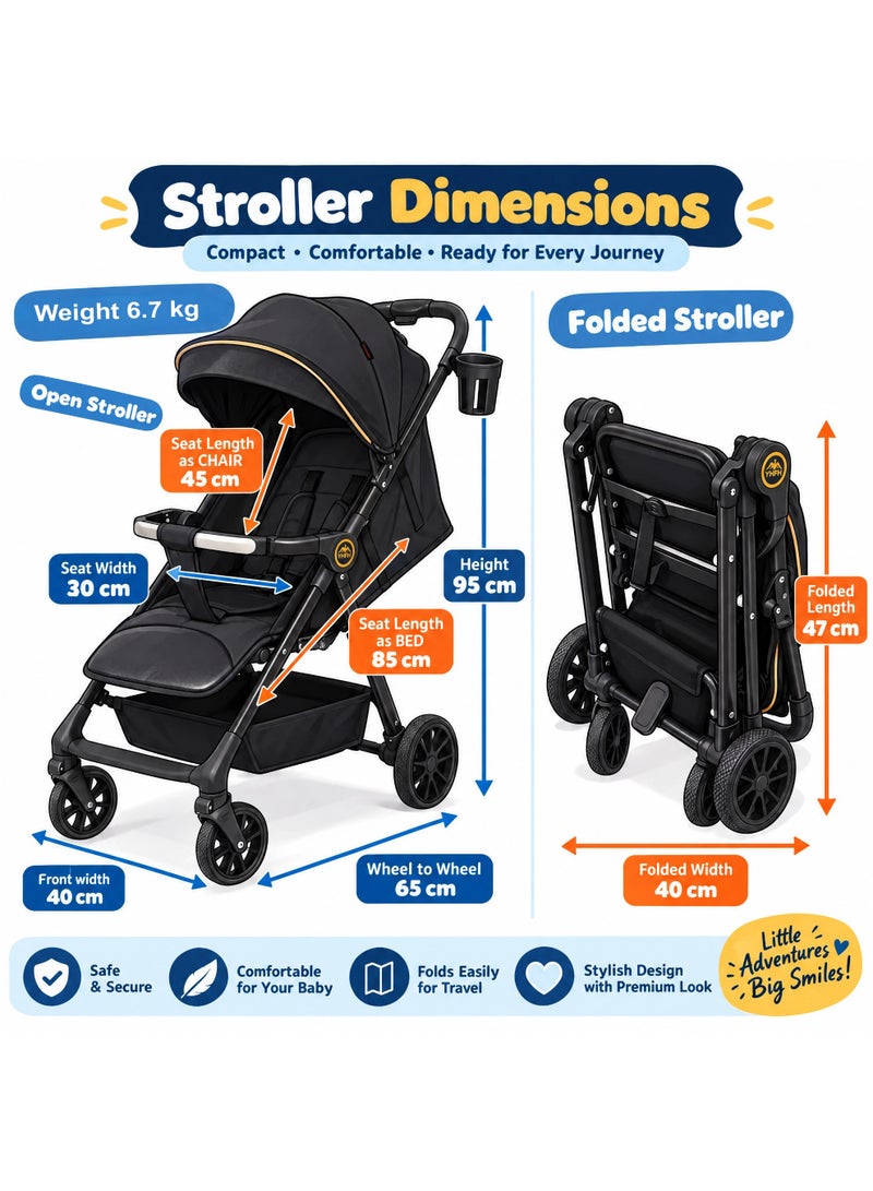 NIVORRA Lightweight Travel Baby Stroller – Compact Foldable Pushchair with Adjustable Seat, Canopy, and Storage Basket for Toddlers and Newborns – APPROVED IN FLIGHT – Nivorra K3 - Image 2
