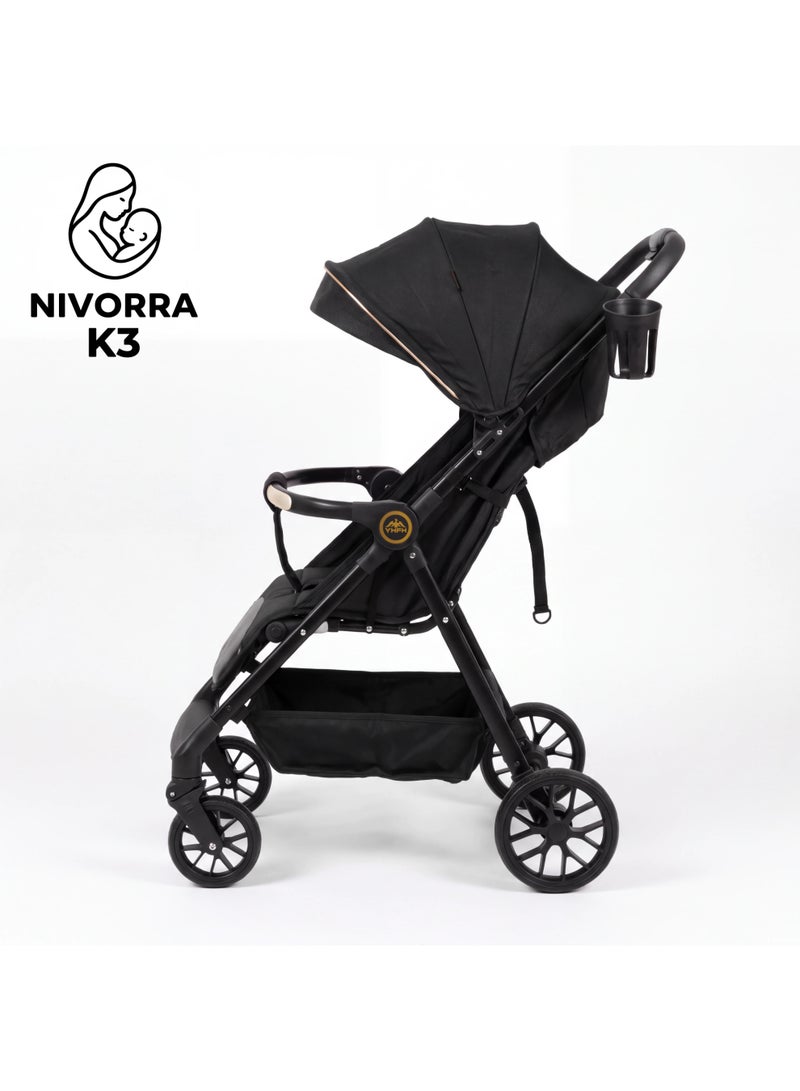 NIVORRA Lightweight Travel Baby Stroller – Compact Foldable Pushchair with Adjustable Seat, Canopy, and Storage Basket for Toddlers and Newborns – APPROVED IN FLIGHT – Nivorra K3 - Image 5