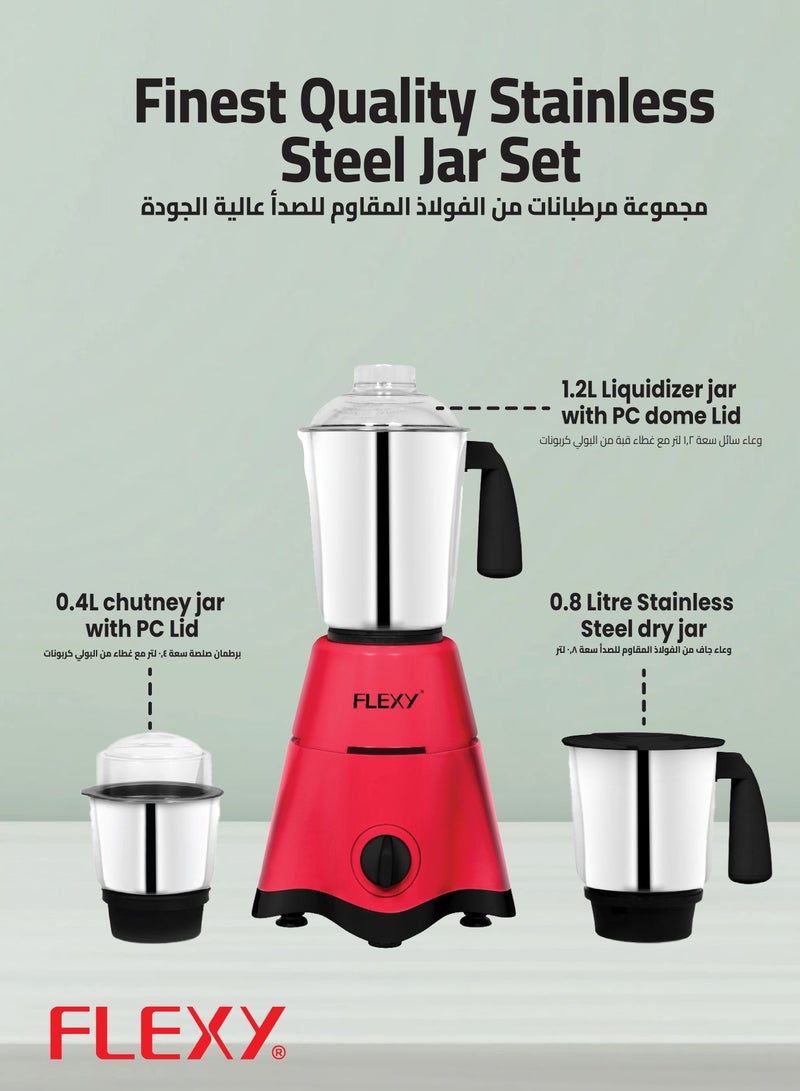 Flexy 3 in 1 Mixer Grinder, 600W, Stainless Steel Jars, Smart Sensor, Harmonic Grinding, Swirl Blades, Overload Protection, 3-Speed Control, Made in India, 2-Year Warranty.  - Image 3