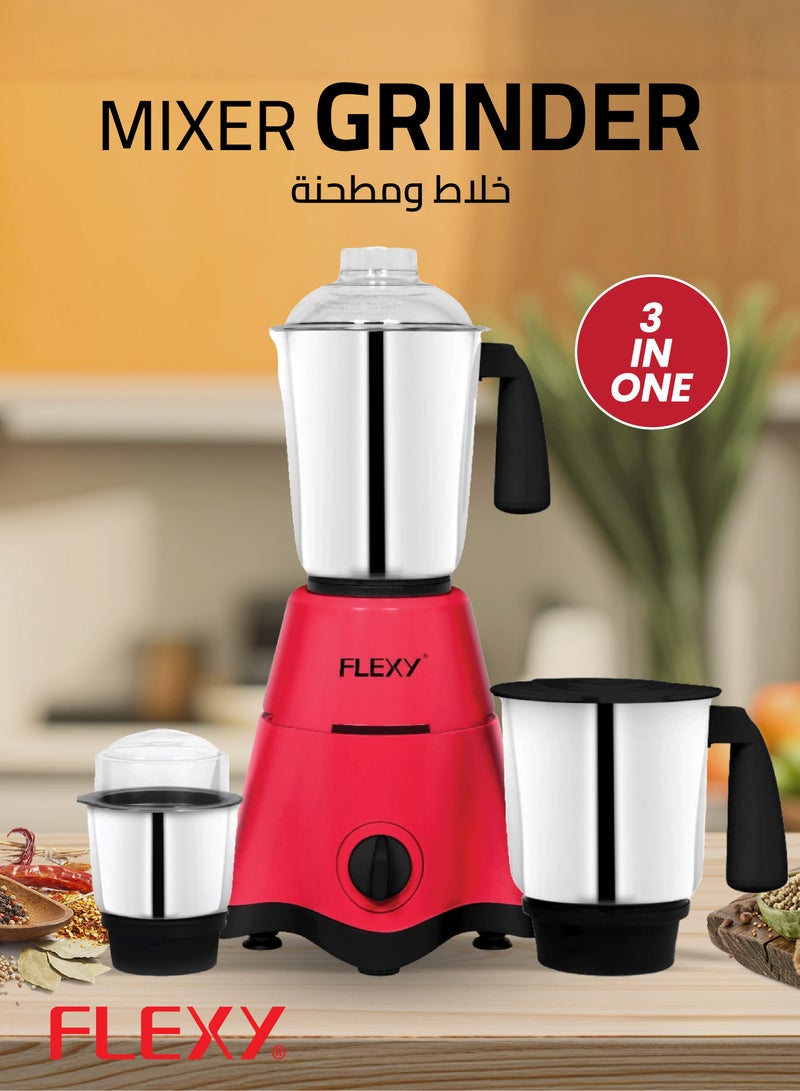 Flexy 3 in 1 Mixer Grinder, 600W, Stainless Steel Jars, Smart Sensor, Harmonic Grinding, Swirl Blades, Overload Protection, 3-Speed Control, Made in India, 2-Year Warranty.  - Image 2