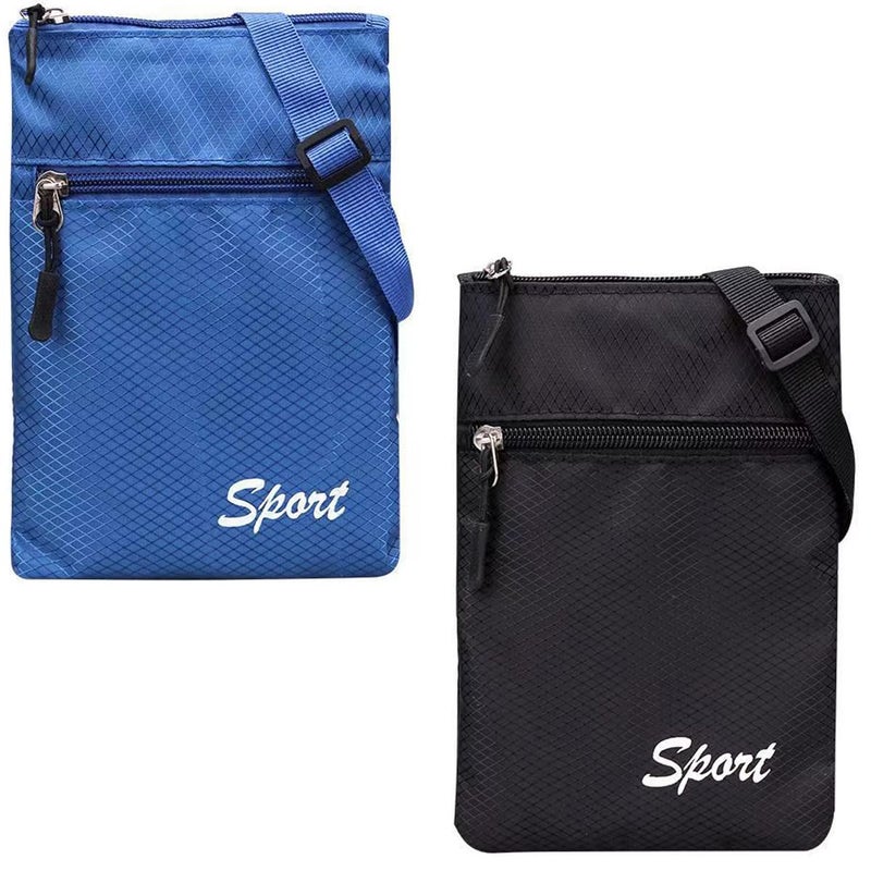 DraCra 2 Pack Crossbody Bag Phone Purse with 2 Zipper Pouch Lightweight Fabric Compact Shoulder Purses Tally Mini Handbag Wallet Storage Organizer for iPhone Cell Phones Coin Key Men Women - Image 1