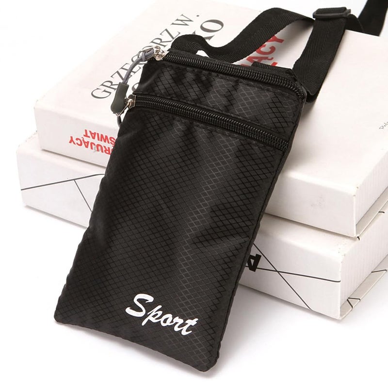 DraCra 2 Pack Crossbody Bag Phone Purse with 2 Zipper Pouch Lightweight Fabric Compact Shoulder Purses Tally Mini Handbag Wallet Storage Organizer for iPhone Cell Phones Coin Key Men Women - Image 4