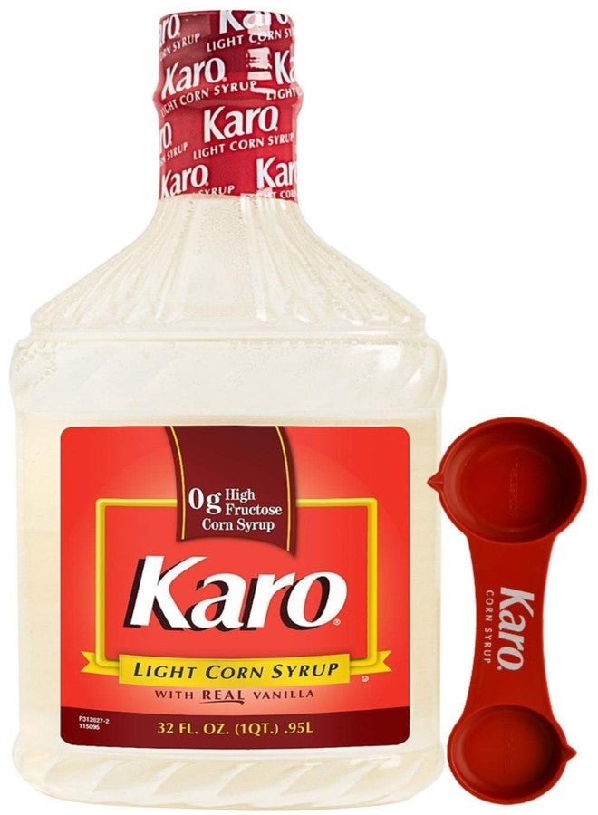 Karo Light Corn Syrup with Real Vanilla, 32 Ounce Bottle with Karo Measuring Spoon - Image 1