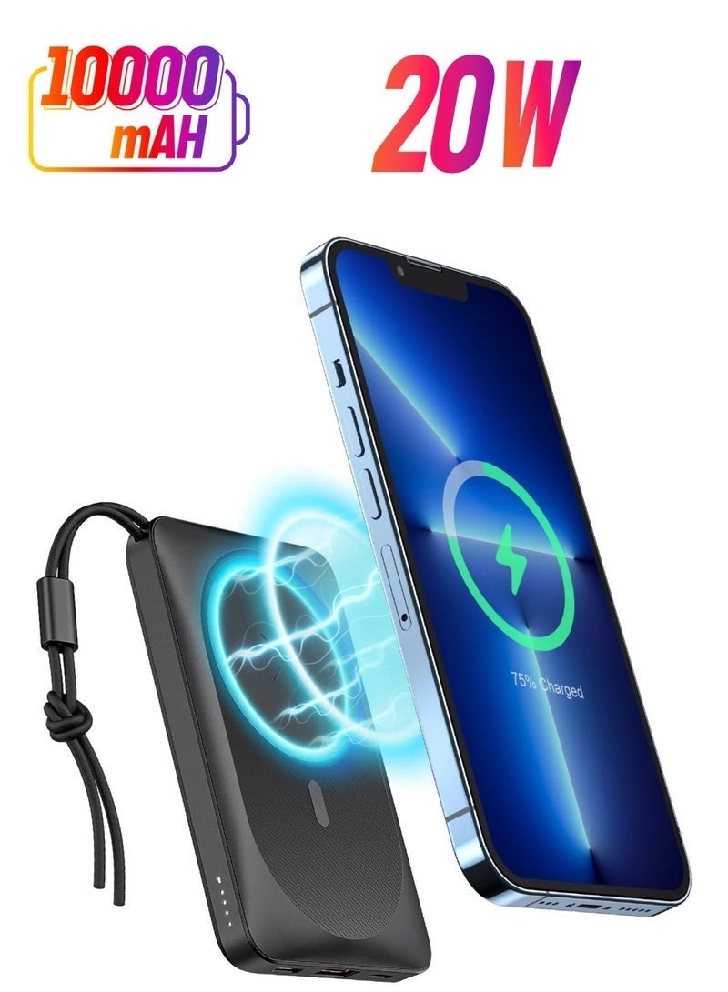 VEGER 10000mAh PD20W Portable Power Bank – Magnetic Wireless 15W Fast Charging, PD3.0 Super Charge, Slim Pocket Design, USB/Type-C Outputs – Travel-Friendly Backup Charger for Smartphones & Gadgets - Image 1
