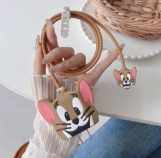 INEFABLE Charger Case Cover Protector with 3D Cute Pattern for iPhone Charger only 18W & 20W, Data Charging Cable Wire Saver Protective Cable Cover Full Protection - Set Of 1 (Jerry) - Image 5
