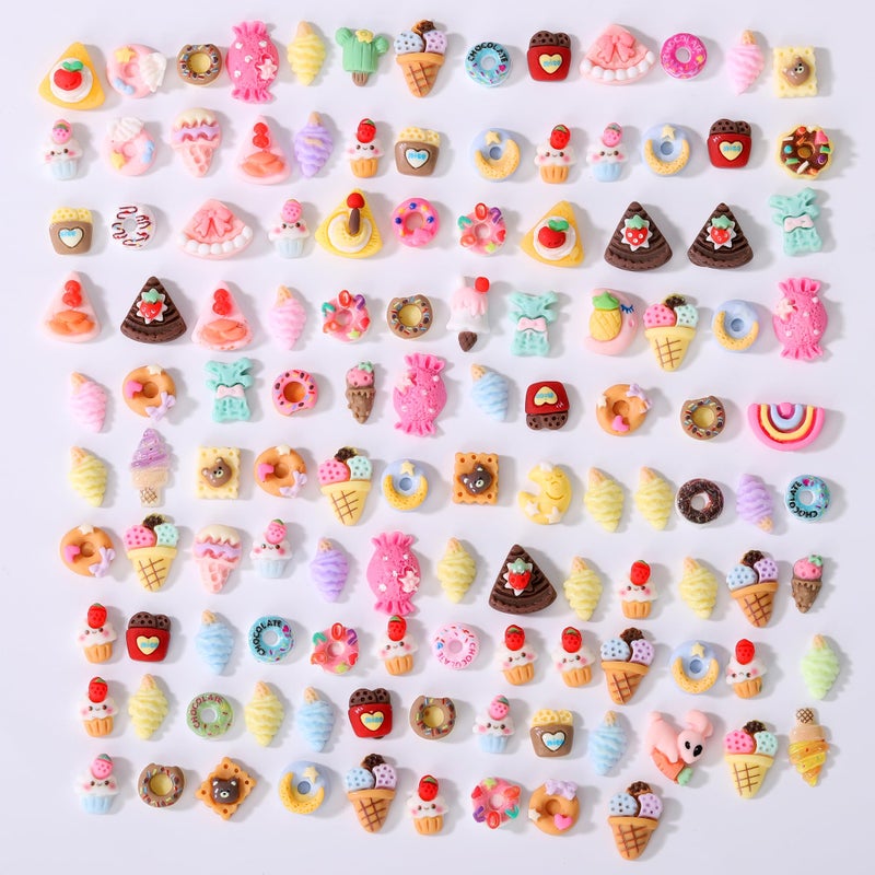 AIPULIDUO 120pcs Slime Charms Food Strawberry Ice Cream Cute Set, Mixed Batch Various Resin Flat Back Cute Set, DIY handicrafts, Decorations, Scrapbook, Decorations, Hairpins C - Image 3
