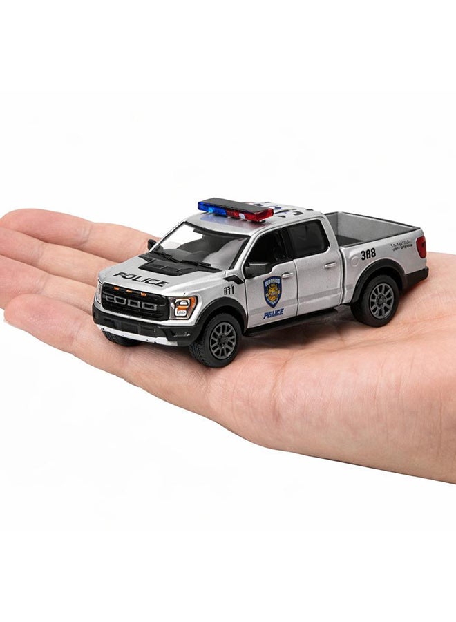 Kinsmart كينسمارت 1:78 2022 فورد F-150 رابتور إصدار الشرطة ورجال الإطفاء نموذج شاحنة مصنوعة من المعدن – لعبة سحب للخلف للأطفال وجامعي التحف - Image 4