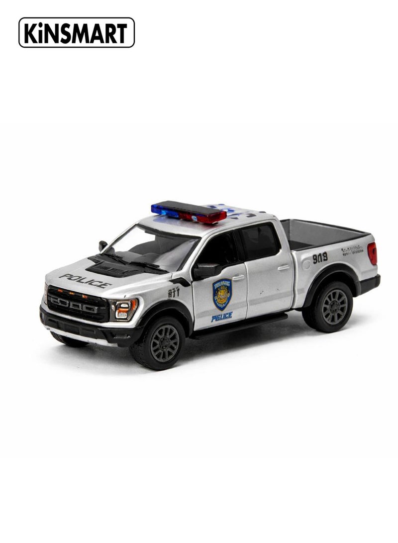 Kinsmart كينسمارت 1:78 2022 فورد F-150 رابتور إصدار الشرطة ورجال الإطفاء نموذج شاحنة مصنوعة من المعدن – لعبة سحب للخلف للأطفال وجامعي التحف - Image 1