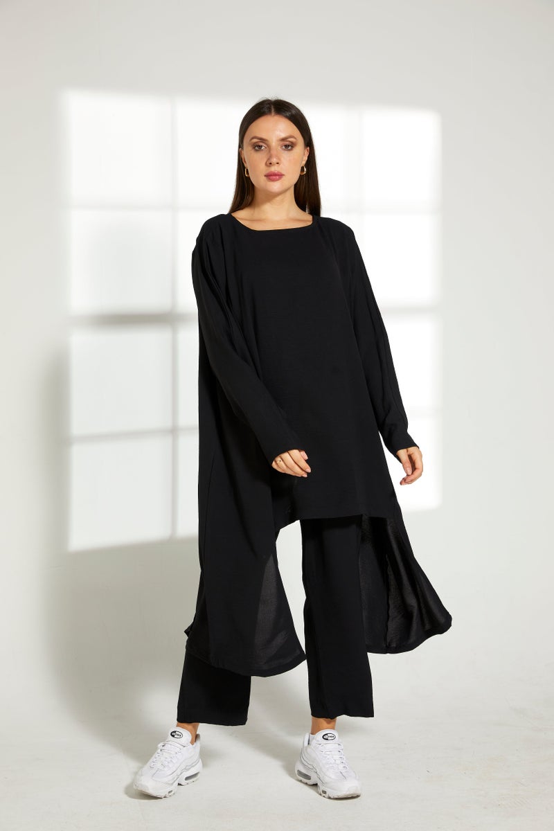 Moistreet Asymmetric Boat Neck Top & Pants Set - Image 5
