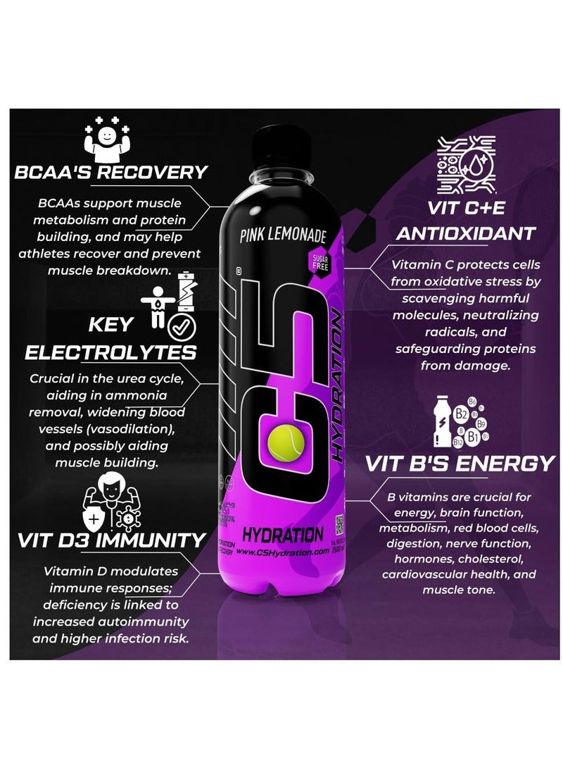 C5 Hydration Drink 500ML Pink Lemonade Pack of 12 - Image 4