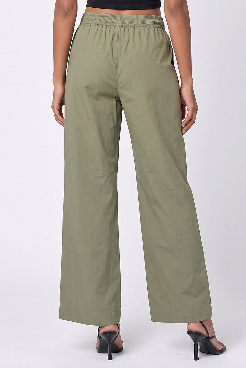 Threadbare Women Regular Fit Solid Palazzo Pants, Olive - Image 4