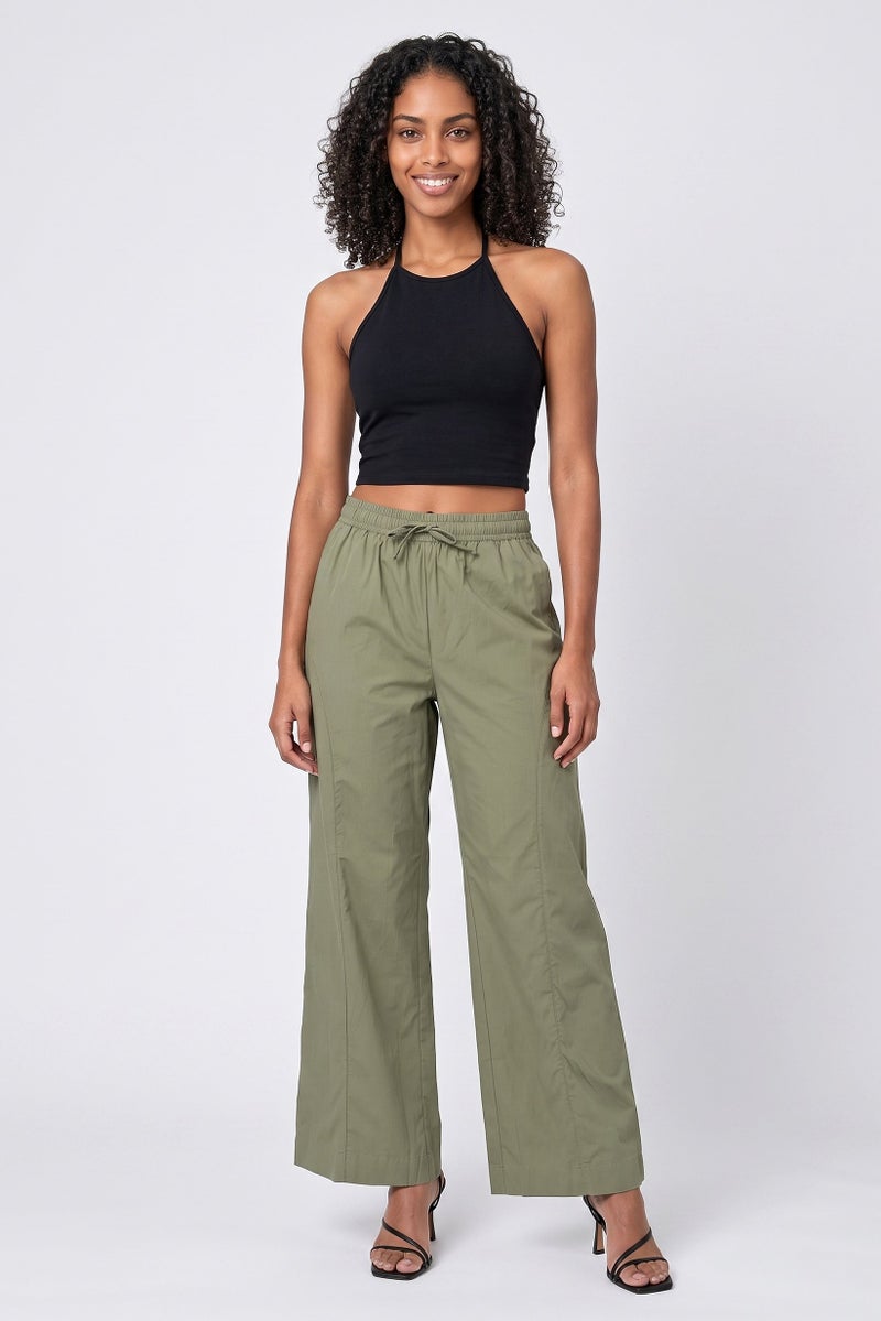 Threadbare Women Regular Fit Solid Palazzo Pants, Olive - Image 2