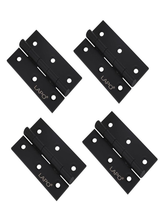 LAPO Premium Stainless Steel Hinges, 3 Inch x 14 Gauge/1.5mm Thick Construction Butt Hinges, Smooth Performance, Designed for Windows & Cabinets, 5 Years Warranty, Black Finish, Pack of 4 - Image 1