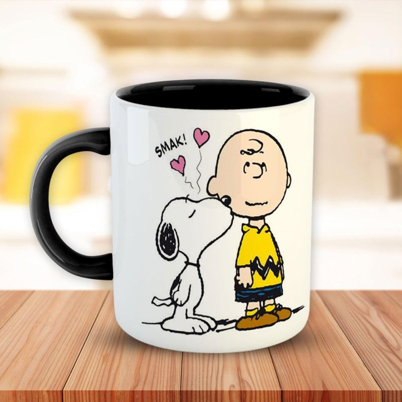ASHVAH ASHVAH Snoopy and Charlie Brown Printed Coffee Mug Gift for FriendsBest Gift for Dog Lover Black - Image 4