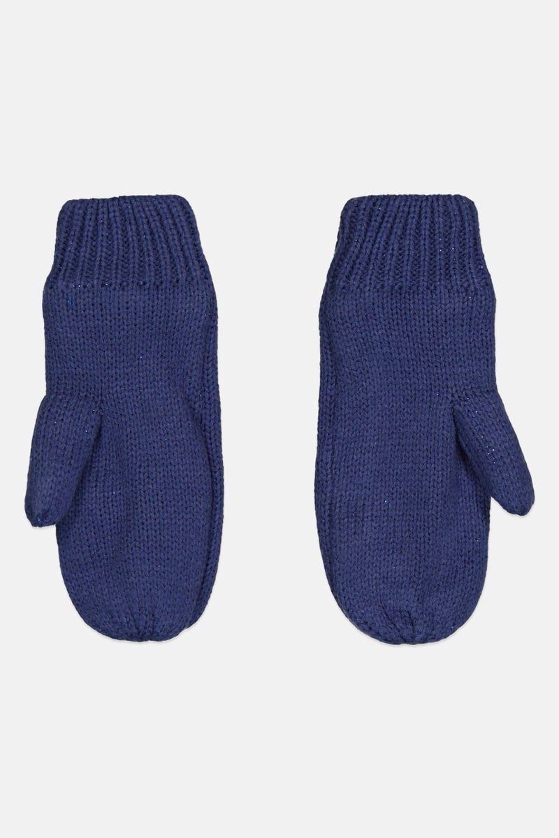Cool Club Kids Girl 1 Pair Textured Mittens, Navy - Image 2