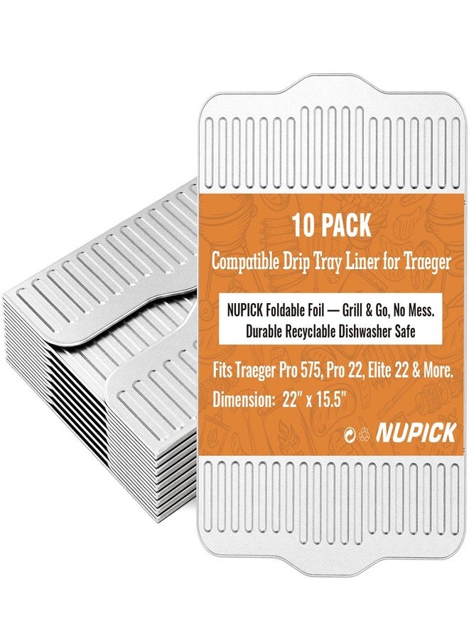 NUPICK 10-Pack BAC507 Grill Drip Tray Liners for Traeger Pro 575, Pro 22 and Elite 22, Grill Accessories for Traeger, Aluminum Disposable Drip Trays,Heat-Resistant Grill Accessory, 22in X 15.5in - Image 1