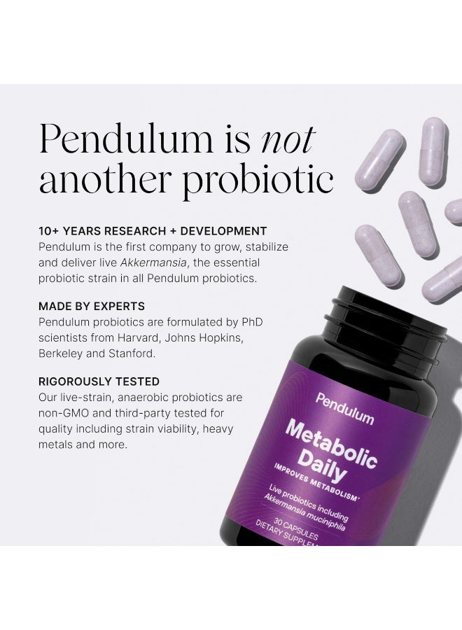 البندول ميتابوليكي ديلي (Metabolic Daily) - بكتيريا حيوية متعددة السلالات مع Akkermansia muciniphila لدعم التمثيل الغذائي ومواصلة مستويات الطاقة - للذكور والنساء - 30 كبسولة - Image 2