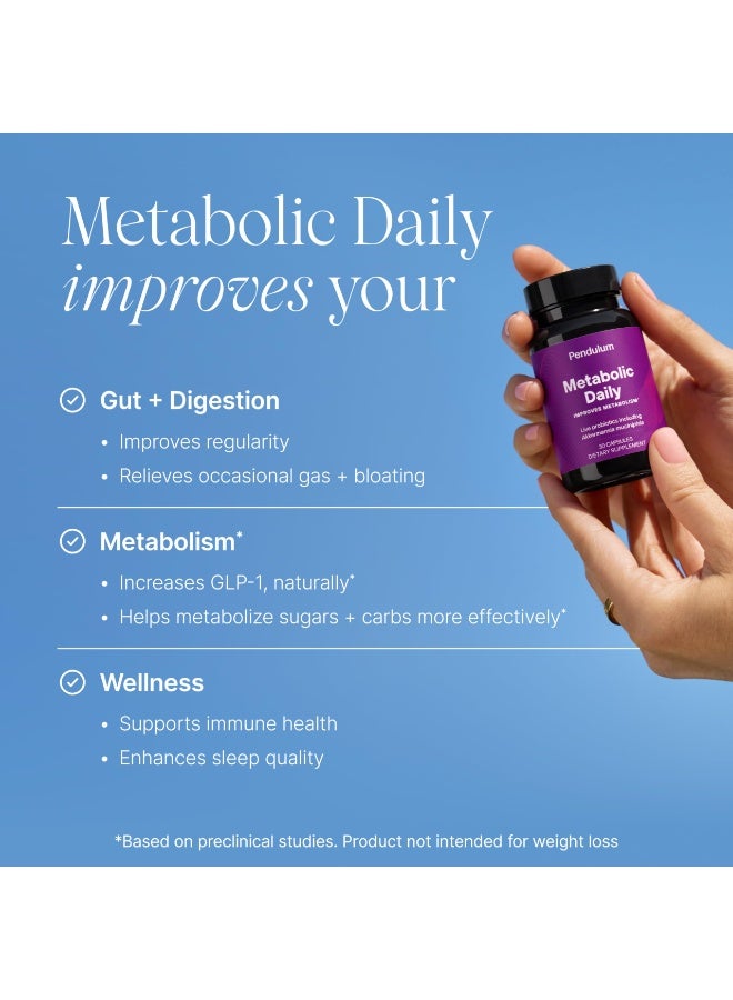 البندول ميتابوليكي ديلي (Metabolic Daily) - بكتيريا حيوية متعددة السلالات مع Akkermansia muciniphila لدعم التمثيل الغذائي ومواصلة مستويات الطاقة - للذكور والنساء - 30 كبسولة - Image 4