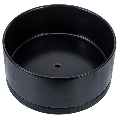 MyGift 8 Inch Black Ceramic Succulent Planter Pot - Decorative Flower Plant Bowl with Removable Saucer - Image 1