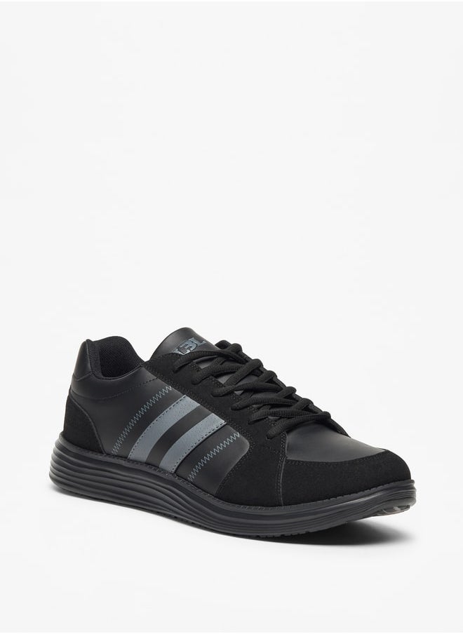 LBL by Shoexpress Men's Stripe Detail Lace-Up Low Ankle Sneakers  - Image 1
