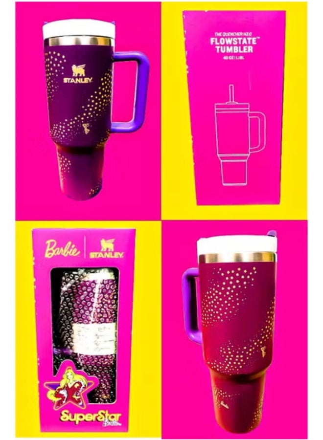 Stanley Stanley x Barbie 40oz Tumbler Limited Edition – Stainless Steel Travel Mug with Reusable Straw | BPA-Free, Eco-Friendly & Dishwasher Safe | Leak-Proof FlowState Lid | Double-Wall Insulation Keeps Drinks Hot for 16hrs & Cold for 24hrs | Slim Base Fits Car Cup Holders | Ergonomic Handle for Travel, Office, Gym & On-the-Go Hydration | Reusable Thermal Mug for Coffee, Water, Tea & More - Image 3