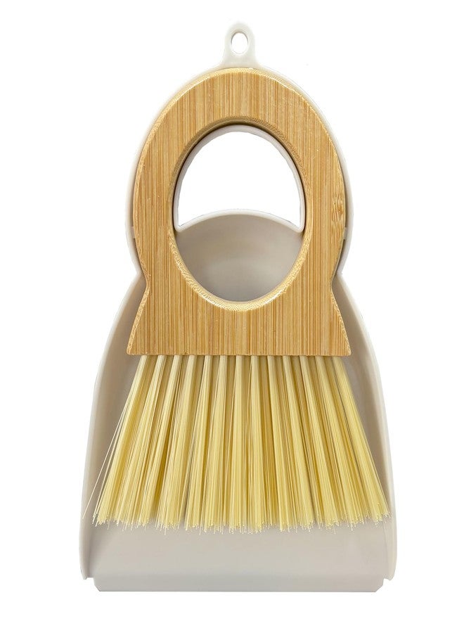 Xifando Mini Broom and Dustpan Set - Compact Bamboo Handle Cleaning Kit with Mini Dustpan Brush for Countertops, Tables, Desks - Small Dust Pan and Broom Combo for Tiny Spaces (White) - Image 1