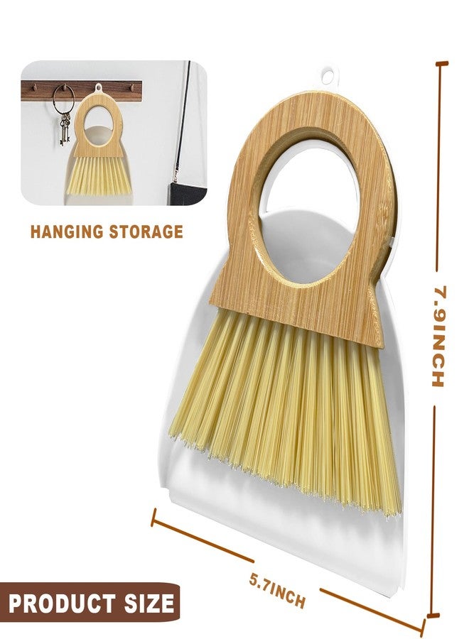 Xifando Mini Broom and Dustpan Set - Compact Bamboo Handle Cleaning Kit with Mini Dustpan Brush for Countertops, Tables, Desks - Small Dust Pan and Broom Combo for Tiny Spaces (White) - Image 2