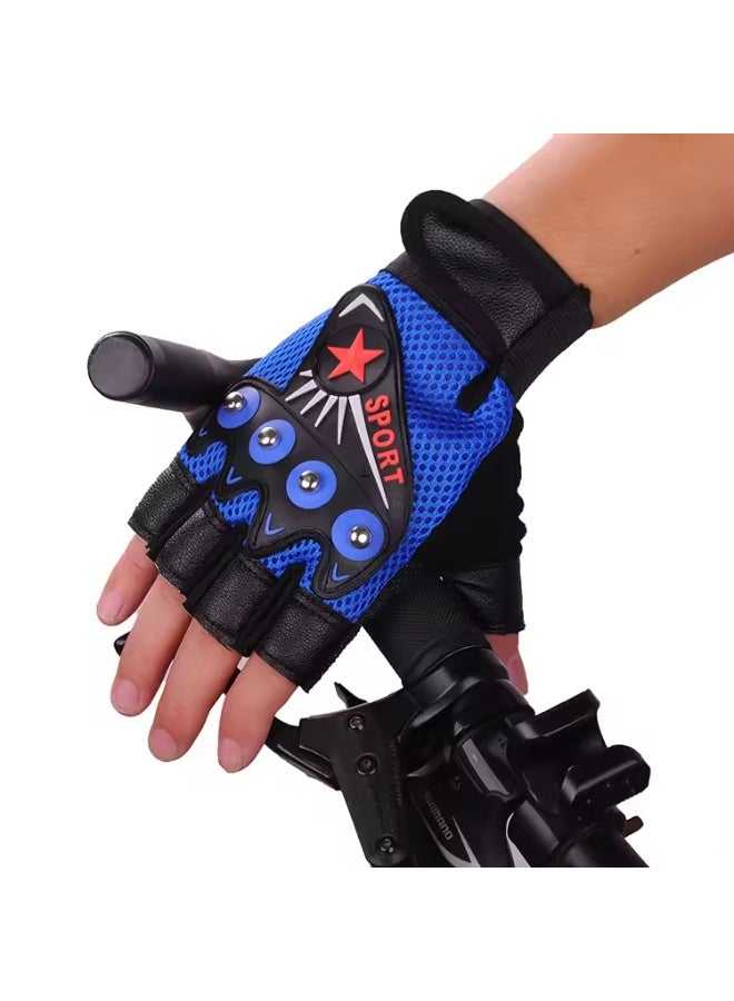 قفازات جلد نصف اصابع للأنشطة الرياضية والدراجات النارية - Image 2
