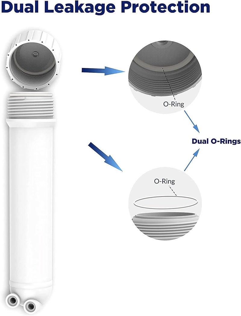 OCEAN DROP Ocean Drop 100 GPD RO Membrane Reverse Osmosis Membrane with Membrane Housing Replacement for Under Sink Home Drinking RO Water Filter System 14 QuickConnect Fittings 450CC FR - Image 3