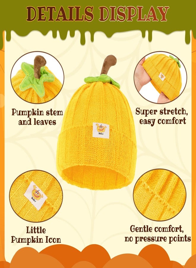 زاندو قبعة زاندو للأطفال على شكل يقطينة، قبعة صفراء محبوكة، شتوية سميكة وناعمة ودافئة، تمتص الرطوبة والعرق، مناسبة للهالوين - ارتدِ زي اليقطينة - Image 2