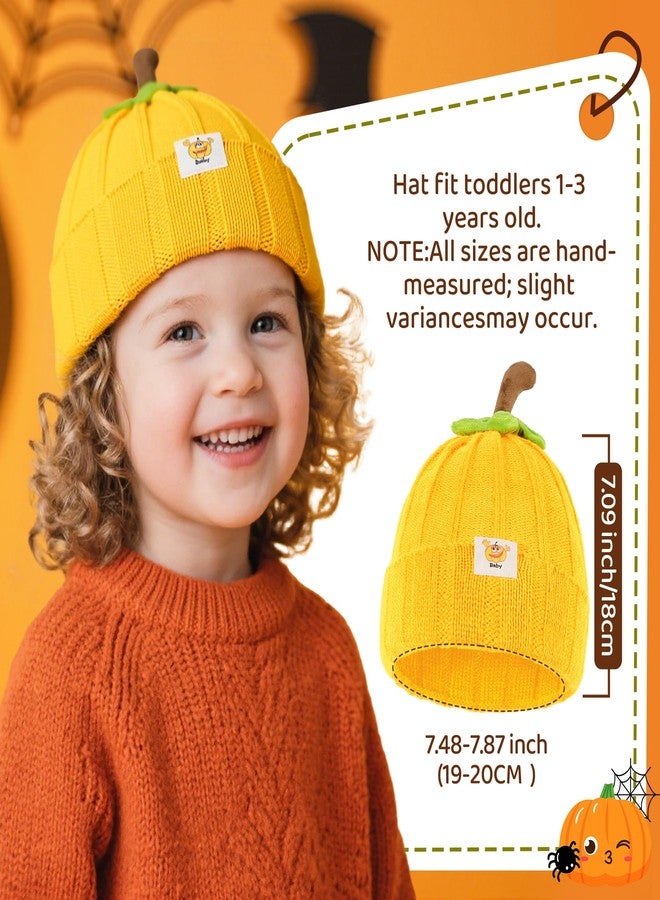 زاندو قبعة زاندو للأطفال على شكل يقطينة، قبعة صفراء محبوكة، شتوية سميكة وناعمة ودافئة، تمتص الرطوبة والعرق، مناسبة للهالوين - ارتدِ زي اليقطينة - Image 3