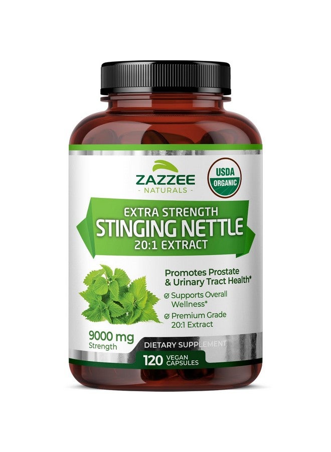 Zazzee USDA Organic Stinging Nettle 20:1 Extract, 9000 mg Strength, 120 Vegan Capsules, 4 Month Supply, Concentrated, Standardized 20X Extract, Certified Organic, 100% Vegetarian, All-Natural, Non-GMO - Image 1
