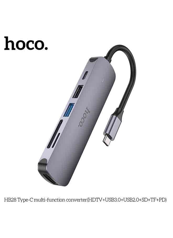 HB28 Type-C multi-function converter(HDTV+USB3.0+USB2.0+SD+TF+PD)