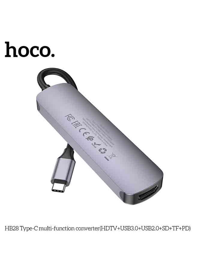 HB28 Type-C multi-function converter(HDTV+USB3.0+USB2.0+SD+TF+PD)