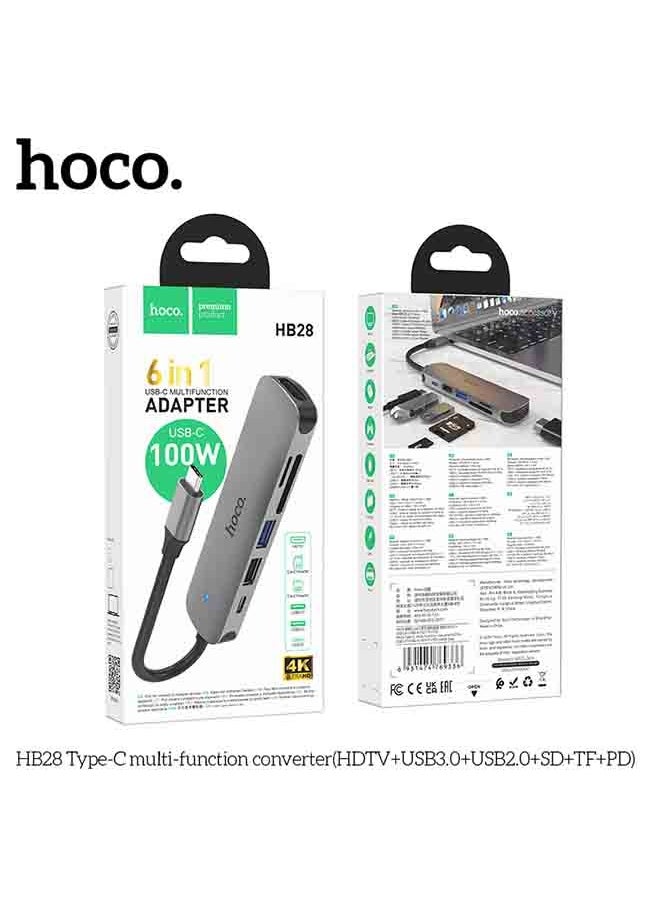 HB28 Type-C multi-function converter(HDTV+USB3.0+USB2.0+SD+TF+PD)