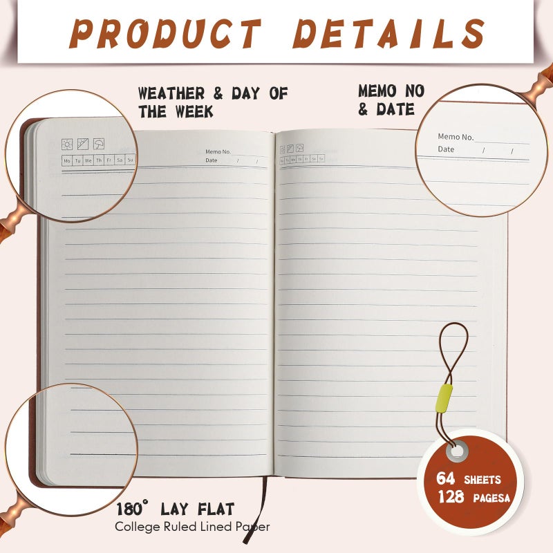 PerKoop 24 Pcs A5 PU Leather Journals Soft PU Leather Cover Ruled Writing Notebook Lined Journal Notebook for Office School Business Writing 128 Pages, 8.1'' x 5.6'' (Morandi Color) - Image 2