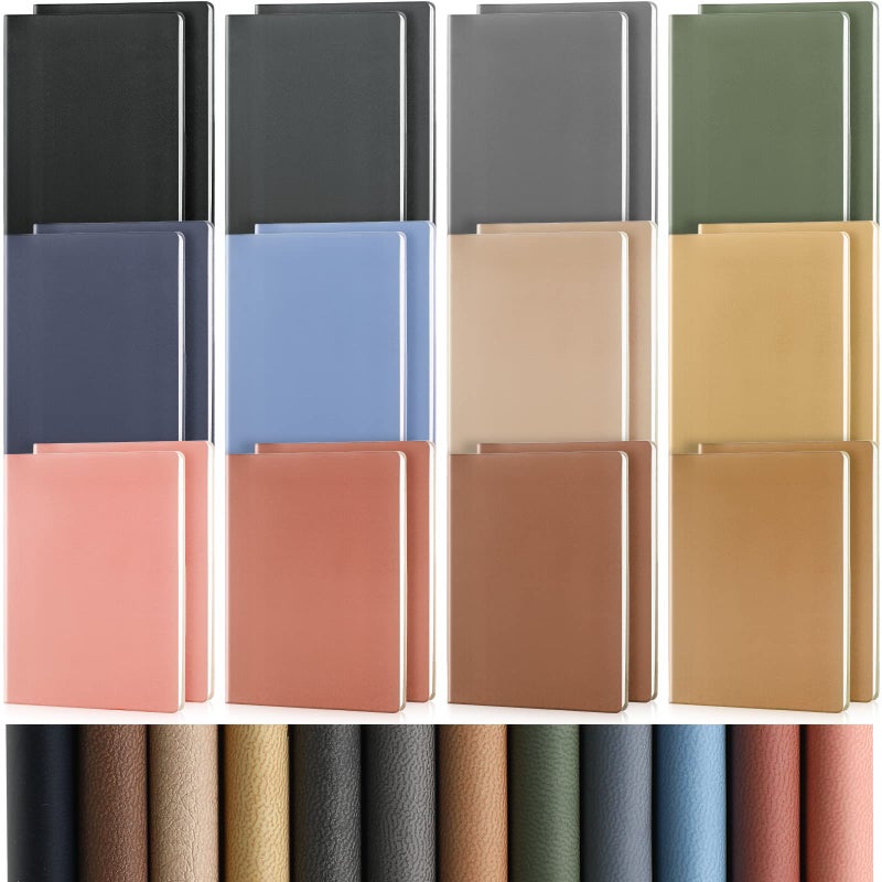 PerKoop 24 Pcs A5 PU Leather Journals Soft PU Leather Cover Ruled Writing Notebook Lined Journal Notebook for Office School Business Writing 128 Pages, 8.1'' x 5.6'' (Morandi Color) - Image 1