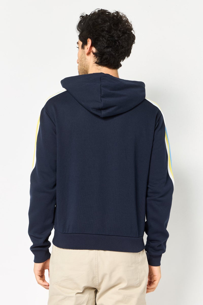 Celio Men Striped Long Sleeve Hoodie, Navy - Image 4